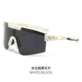 (12 PACK) Wholesale Sports Sunglasses New Arrival Sport Polarized Fashion Trendy Cycling Outdoor 2024 - BulkSunglassesWholesale.com - Beige White Frame Black Black Lens